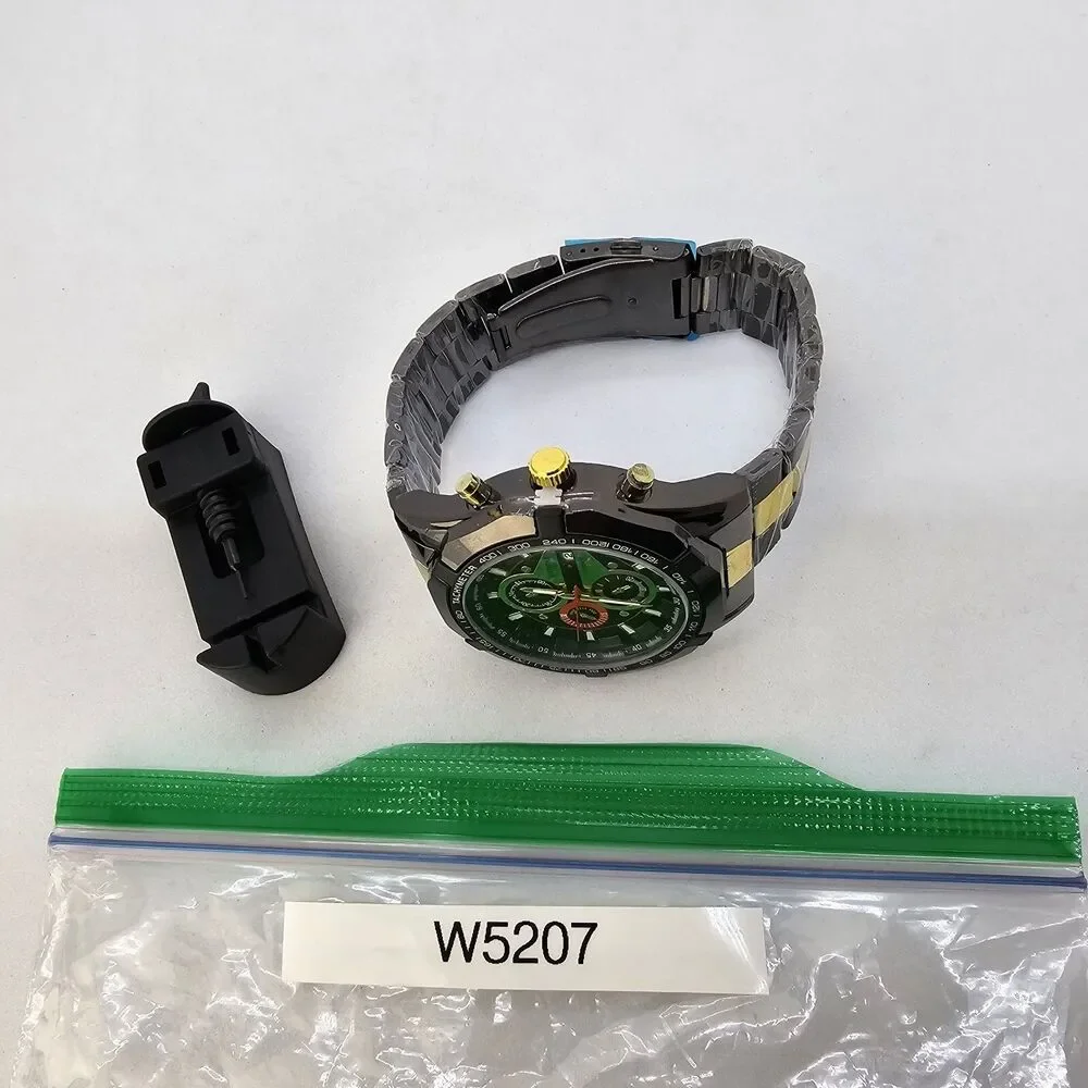 46MM Men's Watch Black Case Black Dial Date‎ Indicator Black Gold Bracelet 8